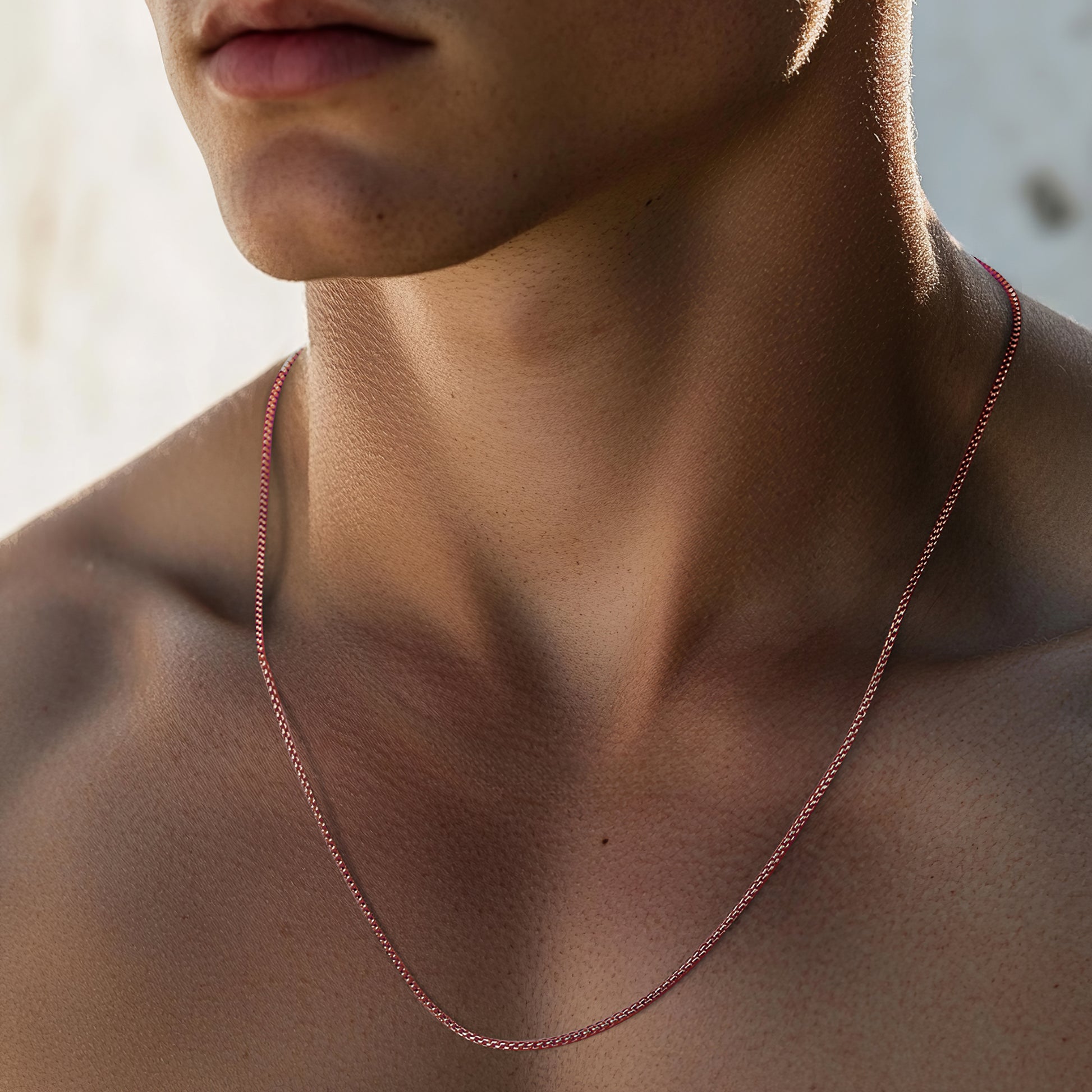 Mens Rose Gold Box Chain Necklace