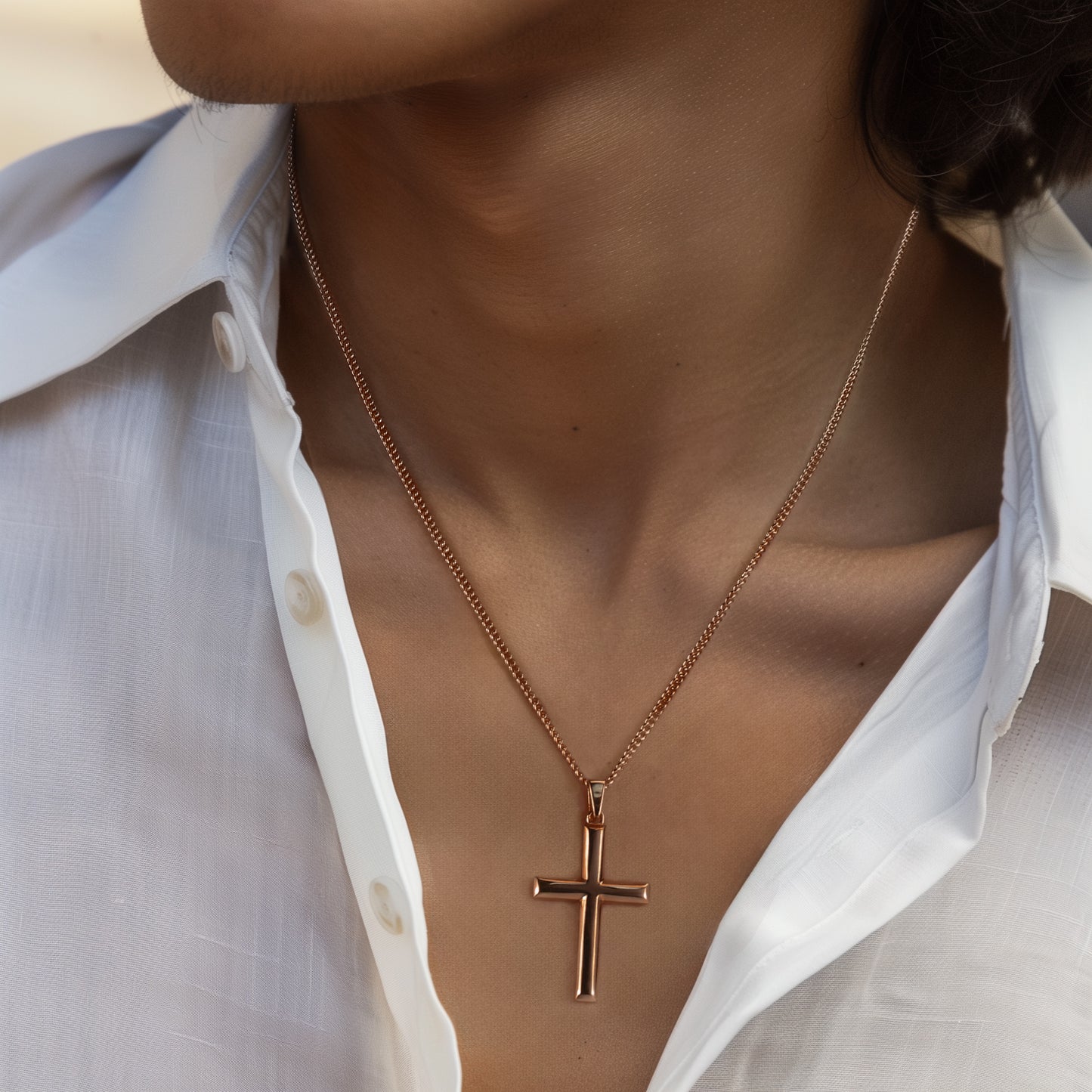 Cross Pendant Necklace | Rose Gold